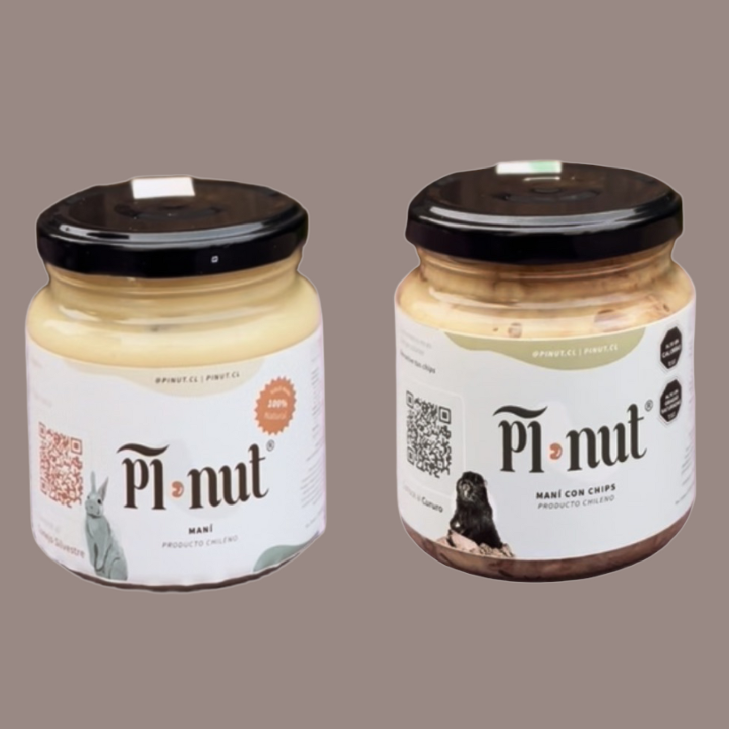1 y 1 Mantequilla De Maní Natural y Con Chips de Chocolate 250g