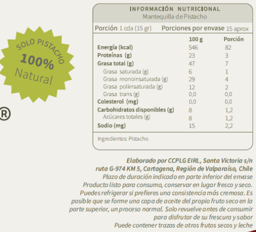 Mantequilla De Pistacho Natural 250gr