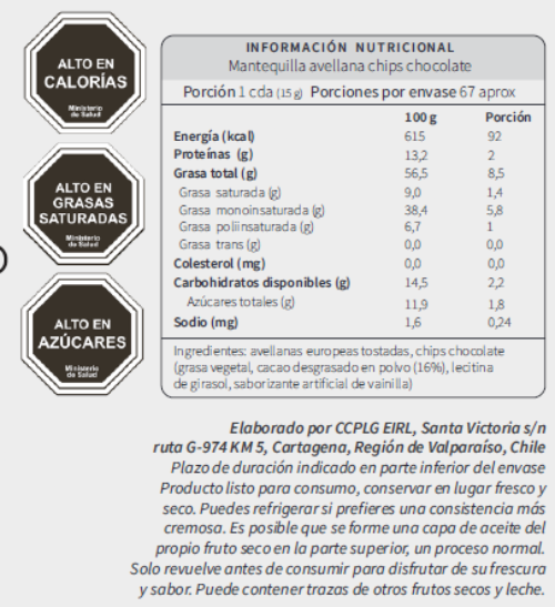 3 Mantequilla De Avellana Europea Chips De Chocolate 250g