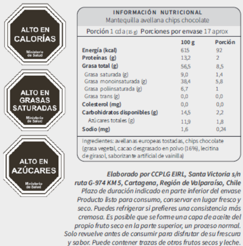 Mantequilla De Avellana Europea Chips De Chocolate 250gr