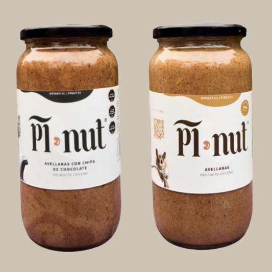 1 y 1  Mantequilla De Avellana Europea Natural y Con Chips de Chocolate 1Kg