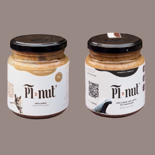 1 y 1  Mantequilla De Avellana Europea Natural y Con Chips de Chocolate 250g