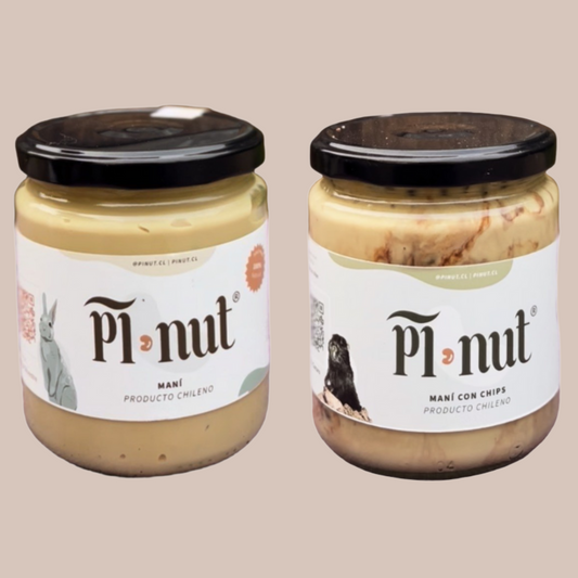 1 y 1  Mantequilla De Maní Natural y Con Chips de Chocolate 450g